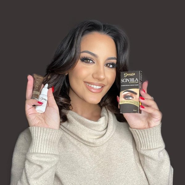 ⁦مجموعة صبغ الحواجب من ديمور، تركيبة احترافية تحتوي على زيت الأرجان وزيت الخروع (اوميجا 6، كاروتين، فيتامينات ايه وإي، واف)، نتائج سريعة وآمنة (3.0، بني غامق)⁩ - الصورة ⁦7⁩