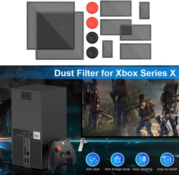 ⁦سكيدو غطاء فلتر مروحة تبريد مقاوم للغبار لجهاز تشغيل العاب الفيديو الرقمية Xbox Series X غطاء غبار مضيف الالعاب رف شبكي مقاوم للغبار لجهاز XBOX Series X⁩ - الصورة ⁦3⁩