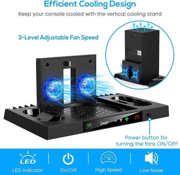 ⁦Upgraded Vertical Cooling Stand for Xbox Series X with Dual Suction Cooler Fan System Headset Holder for Xbox Series X⁩ - الصورة ⁦2⁩