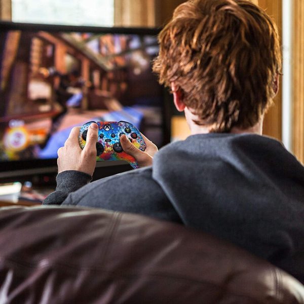 ⁦Silicone Skin Cover Case for Xbox Series Controllers, Soft Anti-Slip Rubber Protector Accessories (2 pack) with Thumb Grip Caps (Graffiti)⁩ - الصورة ⁦8⁩