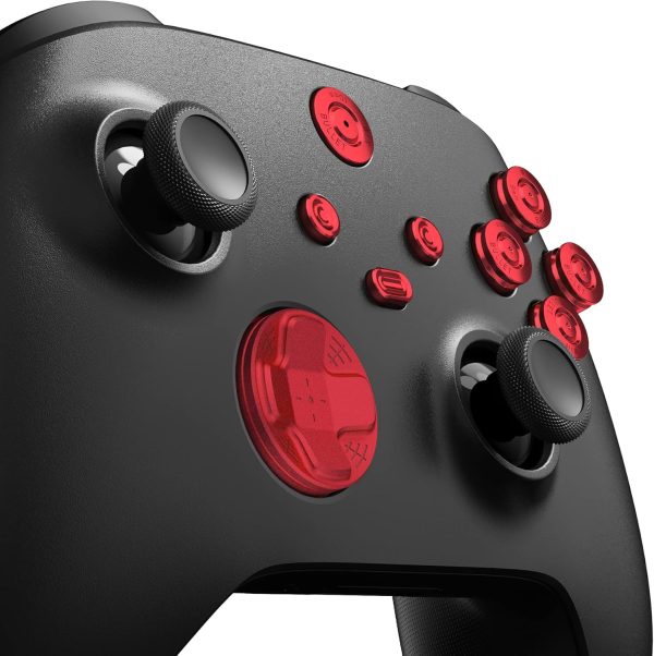 اكستريم رايت ازرار معدنية حمراء مخصصة 9 في 1 لوحدة تحكم Xbox Series X/S، ازرار بديلة من خليط معدني من الالومنيوم لمشاركة المشاركة، ازرار ايه بي اكس واي الرئيسية لوحدة تحكم Xbox Core