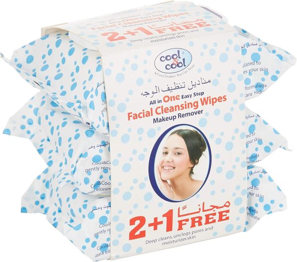 مناديل مبللة للتنظيف وإزالة المكياج من كول آند - عبوة 3 قطع × 33 ورقة كوول اند