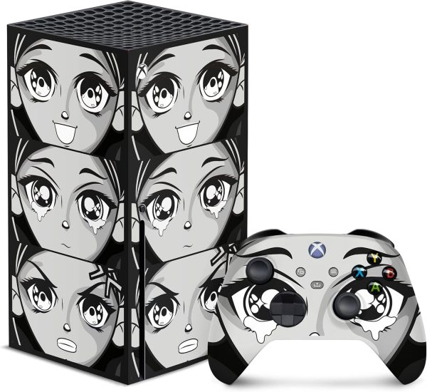 ⁦تاكي ديزين ملصق انيمي متوافق مع جهاز تشغيل العاب الفيديو الرقمية Xbox Series x وجهازي التحكم، ملصق فينيل فاخر 3 ام غلاف كامل، غطاء Xbox⁩ - الصورة ⁦3⁩