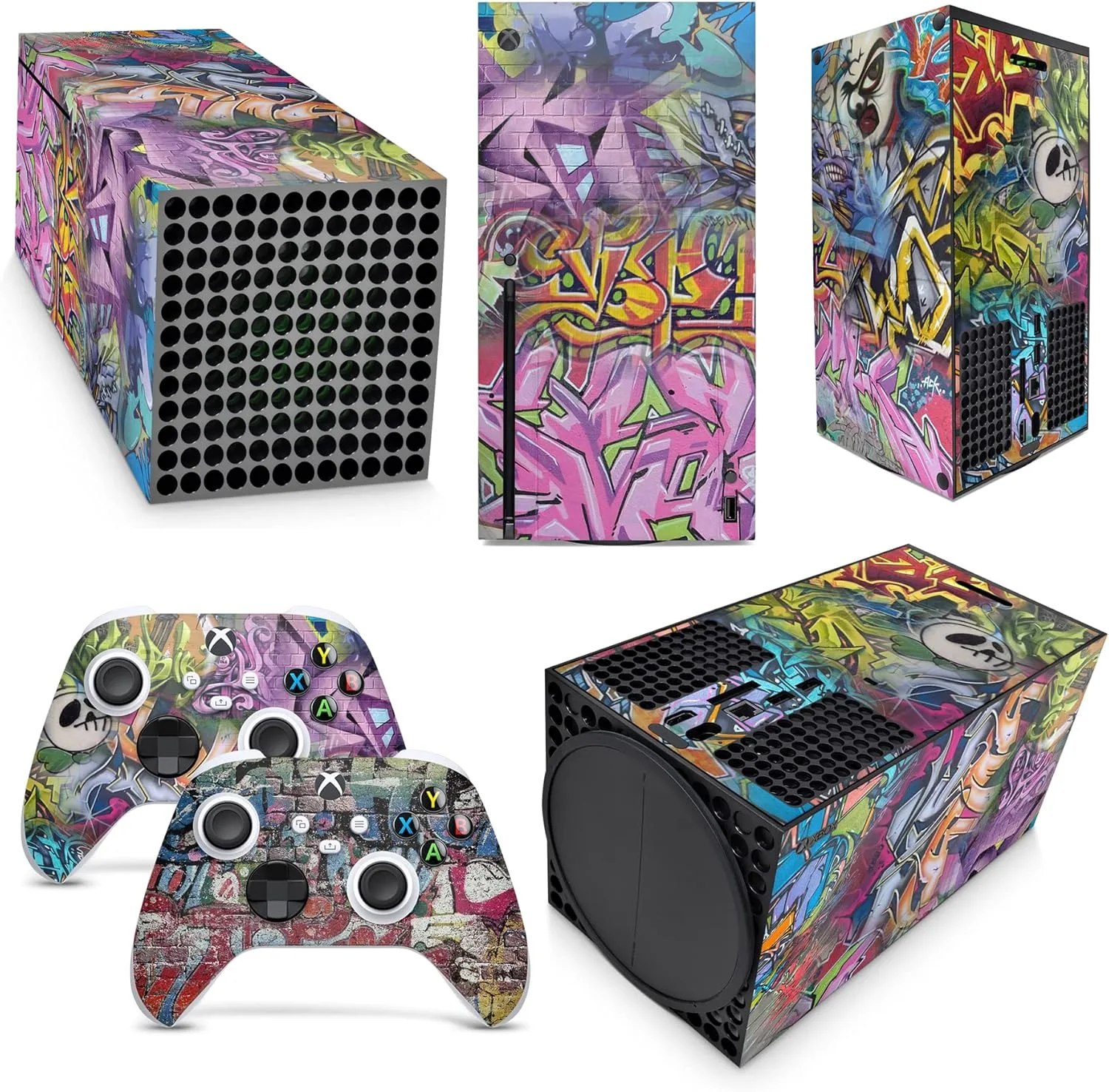 GNG Graffiti Skins Compatible with Xbox Series Series X Console Decal Vinal Sticker + 2 Controller Set