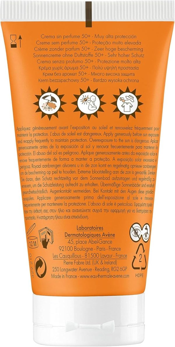 ⁦كريم واقي من الشمس خالي العطور SPF50 للبشرة الحساسة 50 مل افين، 50.0 SPF، ملليلتر⁩ - الصورة ⁦2⁩