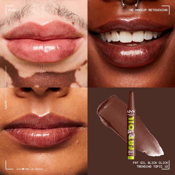 ⁦مرطب شفاه لامع فات اويل سليك كليك من ان واي اكس بروفيشنال ميك اب - لون تريندينج توبيك⁩ - الصورة ⁦2⁩