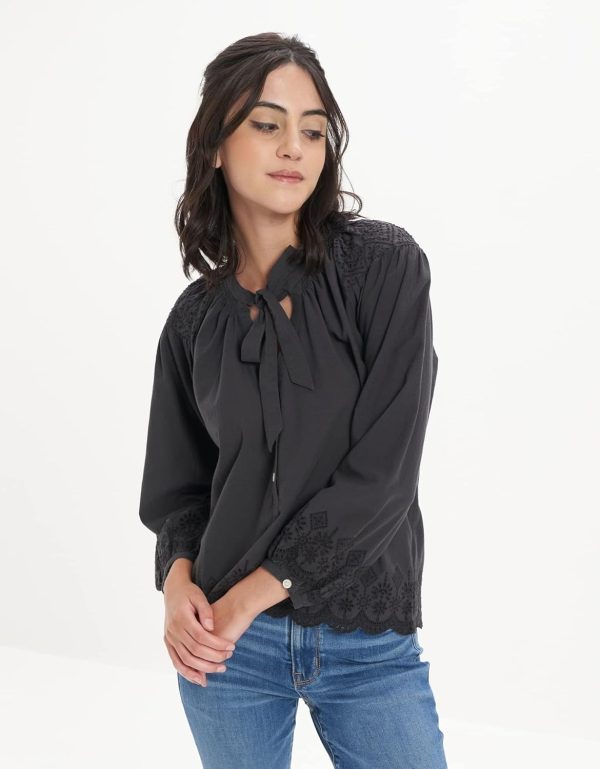⁦بلوزة طويلة بأكمام طويلة وفتحة علوية بزر للنساء من امريكان ايجل، موديل U-2351-4702-167⁩ - الصورة ⁦3⁩