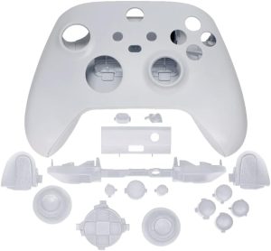 Full Matte Replacement Housing Shell set Case w/Buttons for Xbox Series X/S, Repair parts of Side Rails Front Back Plate Cover for Xbox Series X S Controller (White)