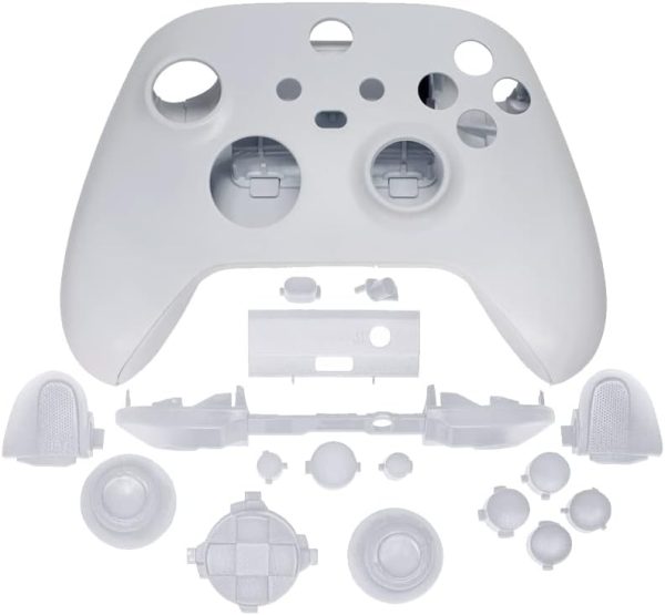 Full Matte Replacement Housing Shell set Case w/Buttons for Xbox Series X/S, Repair parts of Side Rails Front Back Plate Cover for Xbox Series X S Controller (White)