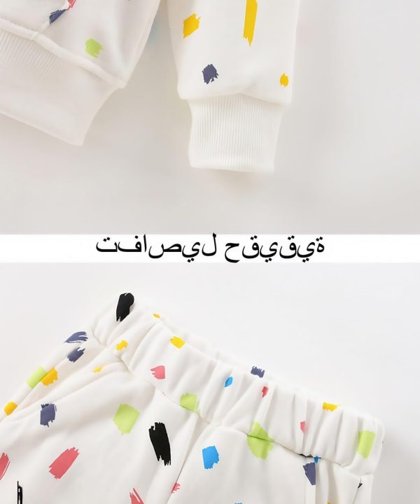 ⁦طقم ملابس للبنات الصغيرات مكون من قميص وبنطلون قطني مطبوع باكمام طويلة من قطعتين لعمر 2-7 سنوات، طقم سويت شيرت باكمام طويلة وسروال رياضي⁩ - الصورة ⁦6⁩