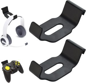 ZACUDA 2 Pack Headphone Stand for PS5/XBOX/XS, Universal Headset and Controller Stand Mount Headphone Hanger Holder that Makes Game Accessories Easy to Store, Storage Bracket, Black