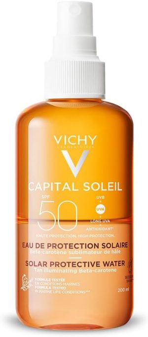 واقي شمسي كابيتال سوليل بتركيبة مائية بعامل وقاية من اشعة الشمس SPF50 فيتشي 200 مل