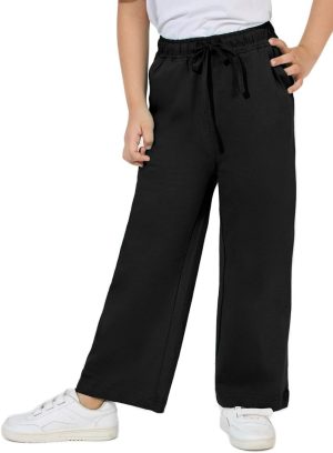 بنطلون رياضي بارجل واسعة مع حزام خصر برباط للبنات من ستايلي