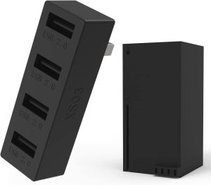 جيه زد دبليو شوب موزع USB 2.0 بـ4 منافذ لجهاز Xbox Series X/S محول عالي السرعة متوافق مع وحدة تحكم أسود