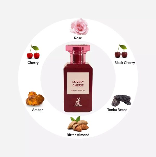 ⁦لطافة او دي بارفان لافلي شيري من الحمبرا 80 مل عطر فاخر يدوم طويلا رائحة مستوردة فاخرة للجنسين مجموعة هدايا العطور السائلة لجميع المناسبات - روز⁩ - الصورة ⁦3⁩