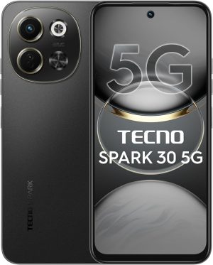 TECNO Spark 30 5G, 8GB+256GB| 108MP Main Camera with Dolby Atmos Speakers | MediaTek D6300 5G Processor | 6.67" 120Hz HD+ Hole LCD Display | 6000mAh Battery with 18W Charger (Midnight Shadow)