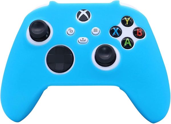 ⁦HLRAO Blue Glow in the dark Silicone Cover Skin for Xbox Series X Controller, Anti-slip Soft Rubber Case Protector for Xbox Series S Controller with 6 Thumb Grip Caps Glow in the dark.⁩ - الصورة ⁦5⁩
