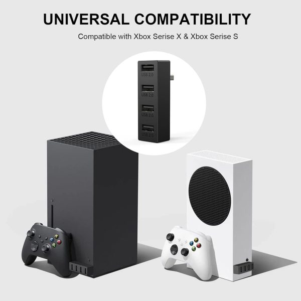 ⁦USB Hub for Xbox Series X/S - Tensun 4 Ports USB 2.0 Extender High-Speed Expansion Adapter Splitter Charger for Xbox X/S Console Microsoft Xbox X/S Accessories، من تينصن، أسود⁩ - الصورة ⁦5⁩