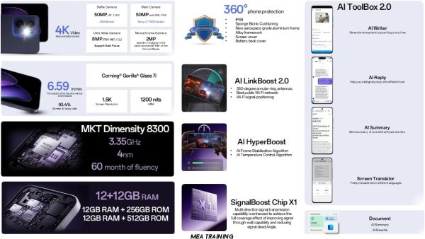 ⁦جوال اوبو رينو 13 5G ثنائي شرائح الاتصال بذاكرة RAM 12GB وذاكرة داخلية 512GB 5G - اصدار الشرق الاوسط مع هدية اينكو اير 2 برو لاسلكية بخاصية الغاء الضوضاء، ابيض⁩ - الصورة ⁦9⁩