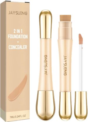 كونسيلر كريم اساس 2 في 1 مضاد للتجاعيد من نالاكال مع فرشاة مدمجة براس مزدوج يدوم طويلا وقابل للبناء خفيف الوزن لاخفاء الهالات السوداء كل الأنواع