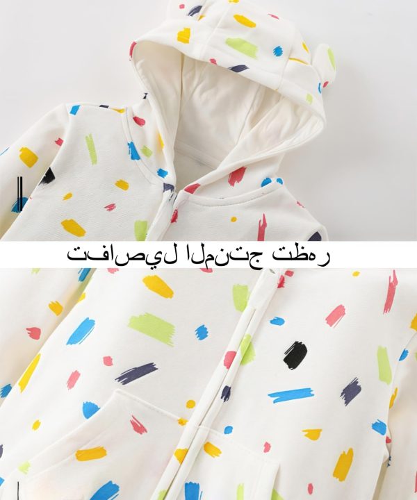 ⁦طقم ملابس للبنات الصغيرات مكون من قميص وبنطلون قطني مطبوع باكمام طويلة من قطعتين لعمر 2-7 سنوات، طقم سويت شيرت باكمام طويلة وسروال رياضي⁩ - الصورة ⁦2⁩