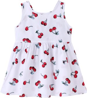 فستان صيفي من القطن بطبعة الكرز للبنات الصغيرات عمر 6 أشهر - 3 سنوات باتبات