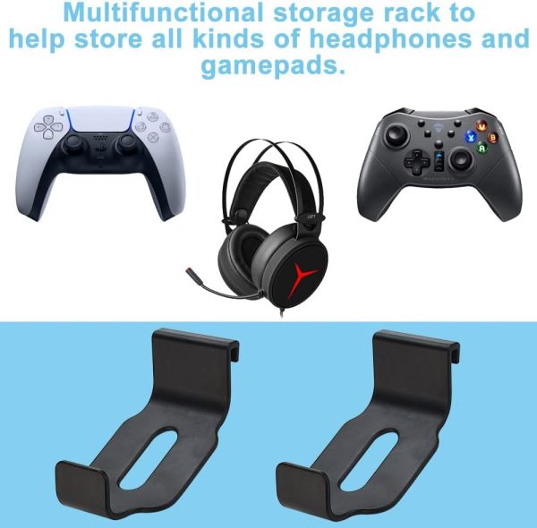 ⁦ZACUDA 2 Pack Headphone Stand for PS5/XBOX/XS, Universal Headset and Controller Stand Mount Headphone Hanger Holder that Makes Game Accessories Easy to Store, Storage Bracket, Black⁩ - الصورة ⁦6⁩
