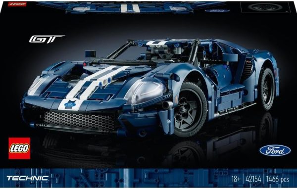 ⁦مجموعة فورد جي تي 2022 رقم 42154 من LEGO Technic. مشروع غامر للبالغين؛ صمّموا جميع تفاصيل هدية النموذج 1:12 هذه لمحبي السيارات؛ تتوفر باللون الأزرق الداكن الكلاسيكي مع خطوط سباق بيضاء (1466 قطعة)⁩ - الصورة ⁦8⁩