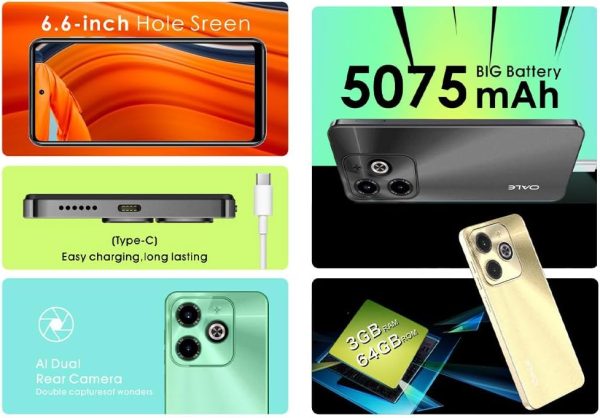 ⁦جوال هوت 40i ثنائي شرائح الاتصال، شاشة 6.6 بوصة، ذاكرة وصول عشوائي 3 جيجابايت، ذاكرة تخزين 64 جيجابايت، شبكة الجيل الرابع 4G - إصدار الشرق الأوسط، لون أسود جرافيتي⁩ - الصورة ⁦7⁩