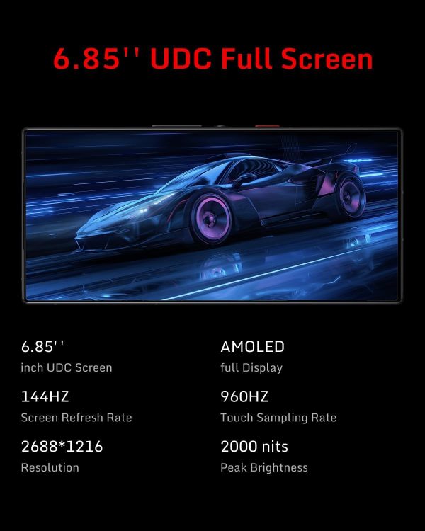 ⁦ريد ماجيك جوال العاب 10 برو 144 هرتز، هاتف ذكي اندرويد 5G، ذاكرة RAM 16GB + ذاكرة روم 512GB، سناب دراجون 8 ايليت، شاشة كاملة 6.8 انش 1.5K AMOLED FHD، كاميرا 50MP، ثنائي الشريحة، فضي⁩ - الصورة ⁦9⁩