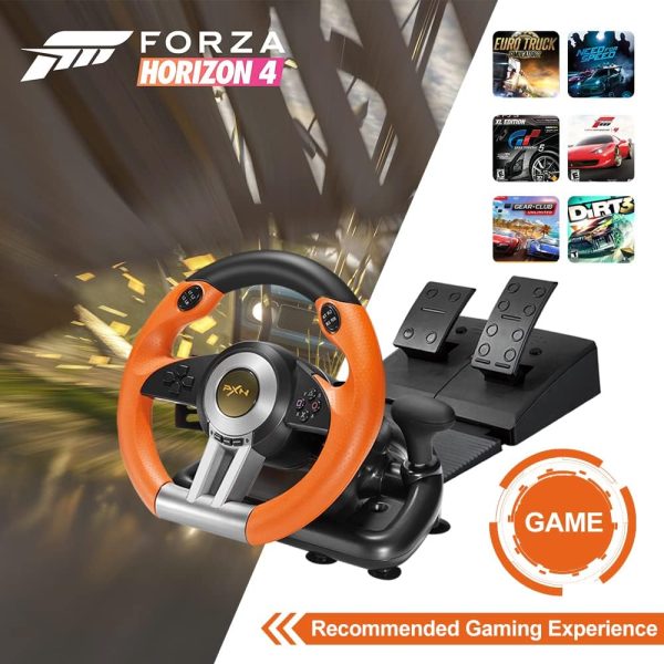 ⁦عجلة قيادة سيارة بي اكس ان V3II عالمية 180 درجة USB مع دواسات لاجهزة PS3 وPS4 وXbox One Series XS ونينتندو سويتش برتقالي بوكس ون سيريز⁩ - الصورة ⁦5⁩