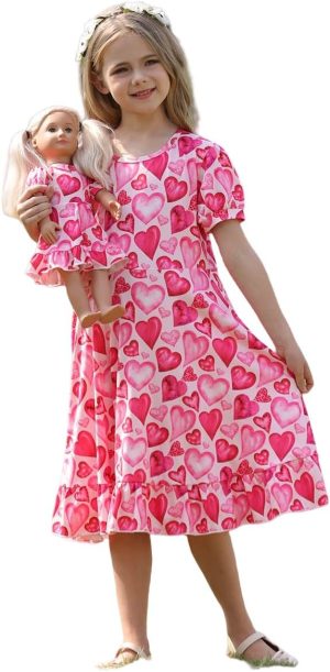 بو دريم ملابس للبنات بتصميم قلب زهري وحيد القرن للفتيات بتصميم امريكي