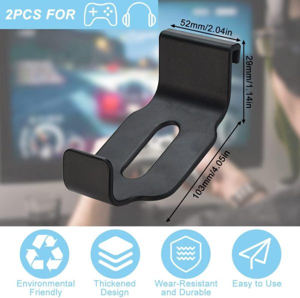 ⁦ZACUDA 2 Pack Headphone Stand for PS5/XBOX/XS, Universal Headset and Controller Stand Mount Headphone Hanger Holder that Makes Game Accessories Easy to Store, Storage Bracket, Black⁩ - الصورة ⁦2⁩