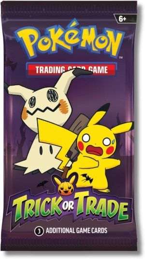 بوكيمون لعبة Pok mon TCG: Trick or Trade 2023 - حزمة معززة صغيرة - 3 بطاقات في كل عبوة