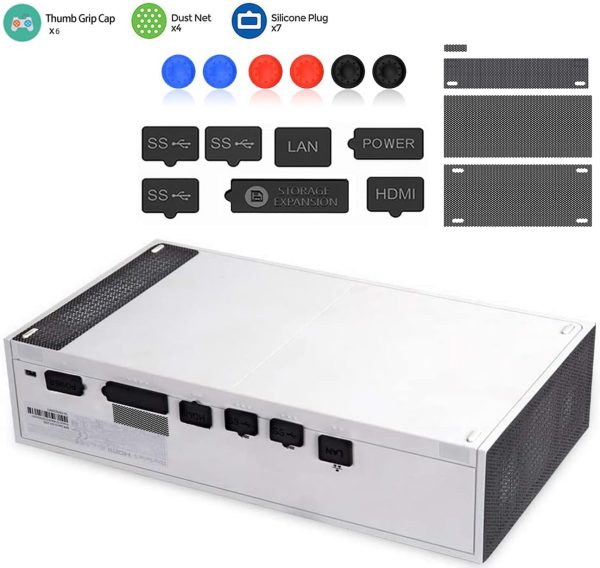 ⁦سدادات غبار لجهاز Xbox Series S - 7 قطع من سدادات الغبار من السيليكون و4 قطع شبكية من بلاستيك PVC، واجهة مشغل الأقراص المضغوطة USB HDMI LAN غطاء مضاد للغبار لـ Xbox Series S مع 6 اغطية لقبضة الابهام⁩ - الصورة ⁦5⁩