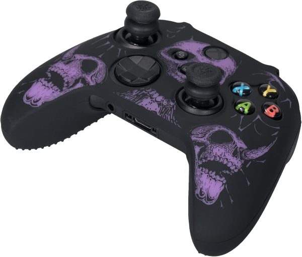 ⁦يورا غلاف سيليكون منحوت بالليزر لذراع تحكم Xbox Series X/S × 1 (جماجم ارجواني) مع مقابض ابهام حصرية × 8⁩ - الصورة ⁦4⁩
