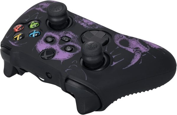⁦يورا غلاف سيليكون منحوت بالليزر لذراع تحكم Xbox Series X/S × 1 (جماجم ارجواني) مع مقابض ابهام حصرية × 8⁩ - الصورة ⁦5⁩
