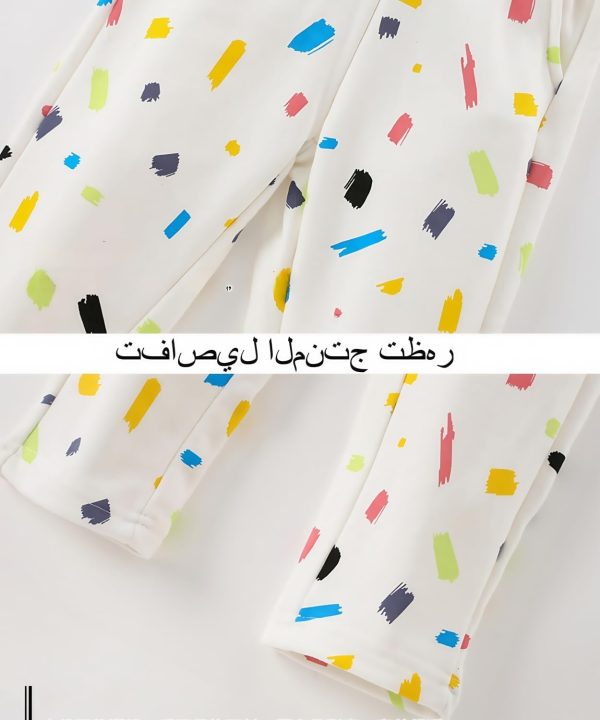 ⁦طقم ملابس للبنات الصغيرات مكون من قميص وبنطلون قطني مطبوع باكمام طويلة من قطعتين لعمر 2-7 سنوات، طقم سويت شيرت باكمام طويلة وسروال رياضي⁩ - الصورة ⁦7⁩
