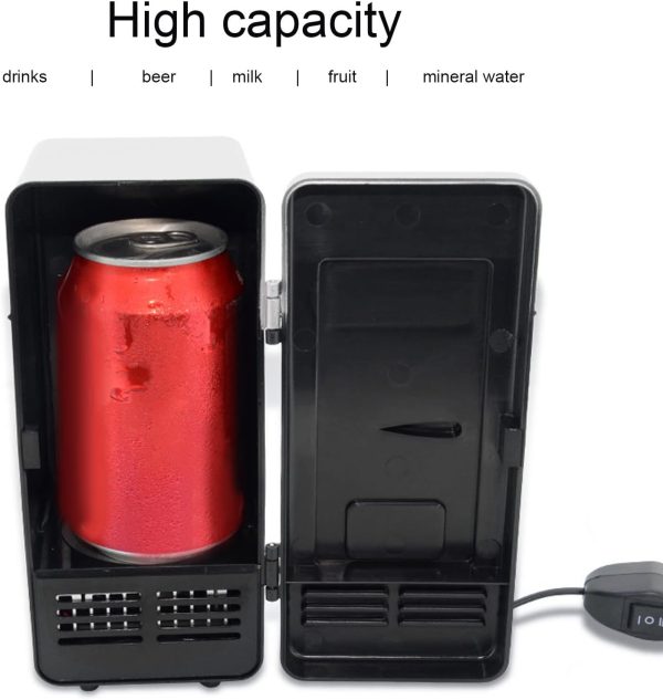 ⁦ثلاجة صغيرة بمنفذ USB لتبريد المشروبات تبريد لغرفة النوم باردة محمولة للصودا تعمل للمكتب لون احمر⁩ - الصورة ⁦3⁩