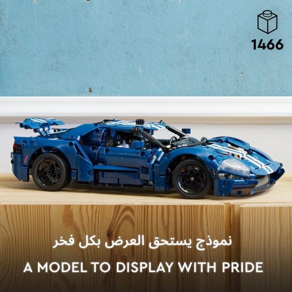 ⁦مجموعة فورد جي تي 2022 رقم 42154 من LEGO Technic. مشروع غامر للبالغين؛ صمّموا جميع تفاصيل هدية النموذج 1:12 هذه لمحبي السيارات؛ تتوفر باللون الأزرق الداكن الكلاسيكي مع خطوط سباق بيضاء (1466 قطعة)⁩ - الصورة ⁦5⁩