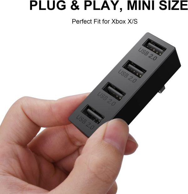 ⁦USB Hub for Xbox Series X/S - Tensun 4 Ports USB 2.0 Extender High-Speed Expansion Adapter Splitter Charger for Xbox X/S Console Microsoft Xbox X/S Accessories، من تينصن، أسود⁩ - الصورة ⁦4⁩