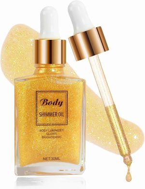 زيت جسم لامع ومرطب، جليتر سائل لامع للجسم يدوم طويلا، مكياج لامع للجسم للوجه والجسم للنساء، سائل لامع غير لاصق