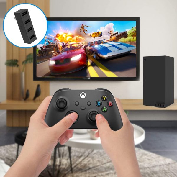 ⁦جيه زد دبليو شوب موزع USB 2.0 بـ4 منافذ لجهاز Xbox Series X/S محول عالي السرعة متوافق مع وحدة تحكم أسود⁩ - الصورة ⁦6⁩