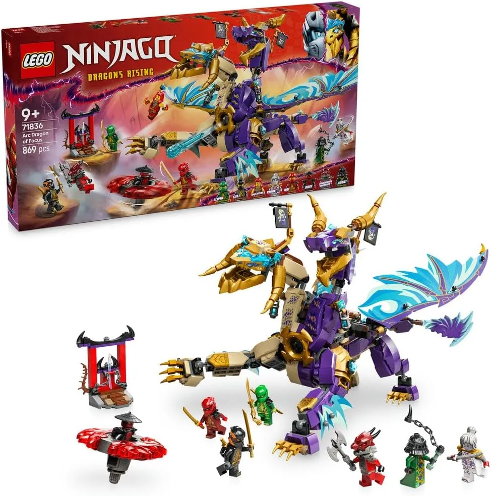 لعبة النينجا تنّينة التركيز أرك من ليغو NINJAGO‎، مجموعة بناء للأطفال مع 8 شخصيات ليغو صغيرة، مجموعة لعب الأدوار والمغامرة والقتال للصبيان والبنات بعمر 9 سنوات أو أكثر، هدية نينجا للأطفال 71836