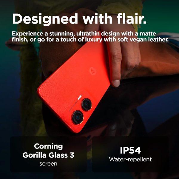 ⁦جوال G35 شبكة الجيل الخامس 5 G من موتورولا بذاكرة RAM 8 GB وشريحة اتصال PSIM - روم 128GB يونيسوك T760 شاشة POLED مقاس 6.7 بوصة 120Hz نظام اندرويد 14 أحمر ساطع شريحة واحدة⁩ - الصورة ⁦5⁩