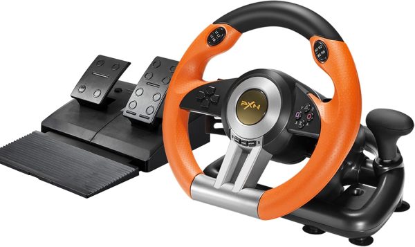 عجلة قيادة سيارة بي اكس ان V3II عالمية 180 درجة USB مع دواسات لاجهزة PS3 وPS4 وXbox One Series XS ونينتندو سويتش برتقالي بوكس ون سيريز