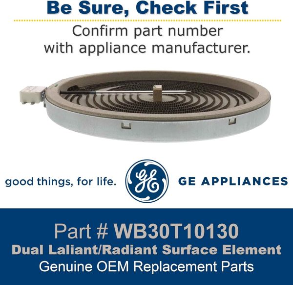 ⁦GE WB30T10130 أصلي او اي ام مزدوج هاليانت/عنصر سطح مشع لنطاق GE ، ابيض⁩ - الصورة ⁦5⁩