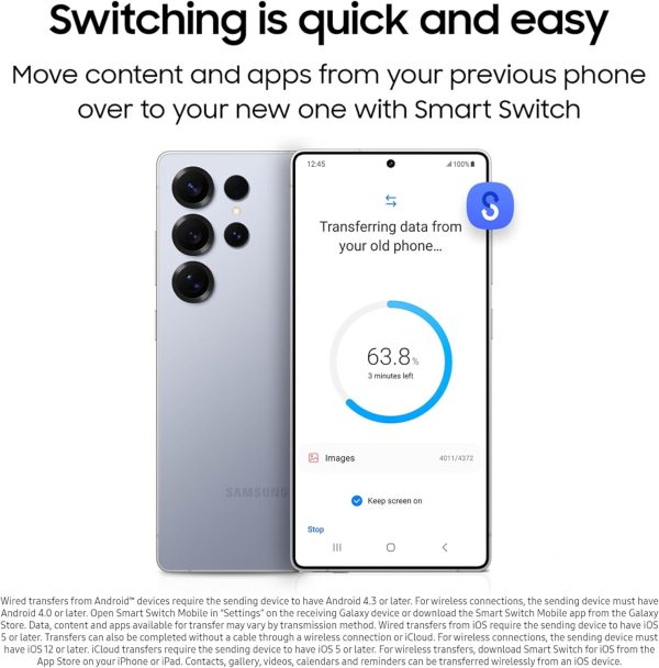 ⁦SAMSUNG Galaxy S25 Ultra Cell Phone, 256GB, AI Smartphone, Unlocked Android, AI Camera, Fast Processor, Long Battery Life, 2025, Titanium Whitesilver (International Version)⁩ - الصورة ⁦8⁩