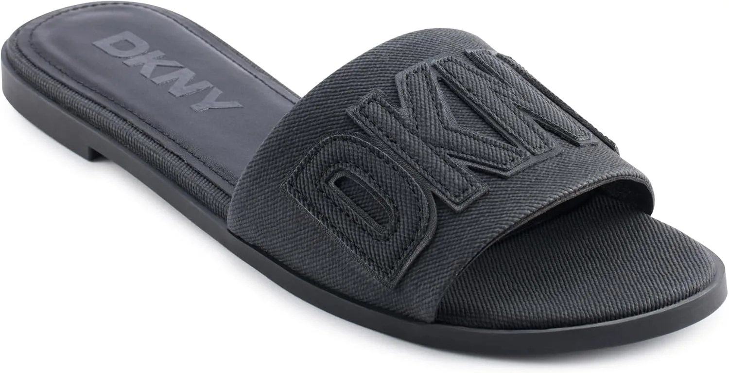 DKNY صندل مسطح بنعل داخلي مبطن للاستخدام اليومي للنساء من الصفصاف