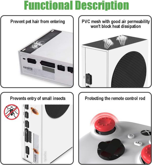 ⁦سدادات غبار لجهاز Xbox Series S - 7 قطع من سدادات الغبار من السيليكون و4 قطع شبكية من بلاستيك PVC، واجهة مشغل الأقراص المضغوطة USB HDMI LAN غطاء مضاد للغبار لـ Xbox Series S مع 6 اغطية لقبضة الابهام⁩ - الصورة ⁦4⁩